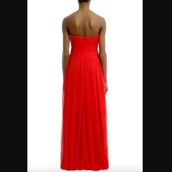 Badgley Mischka Celebrity Gown, Red Chiffon, Size 4 - Picture 3 of 15